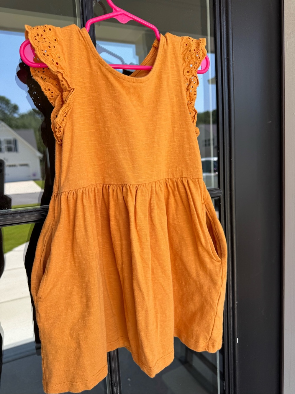 Cat & Jack Orange Eyelet Sleeve Cotton Dress